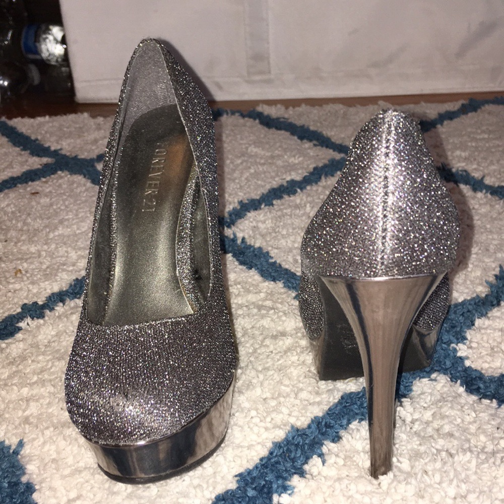Silver Platform Heels SIZE 6